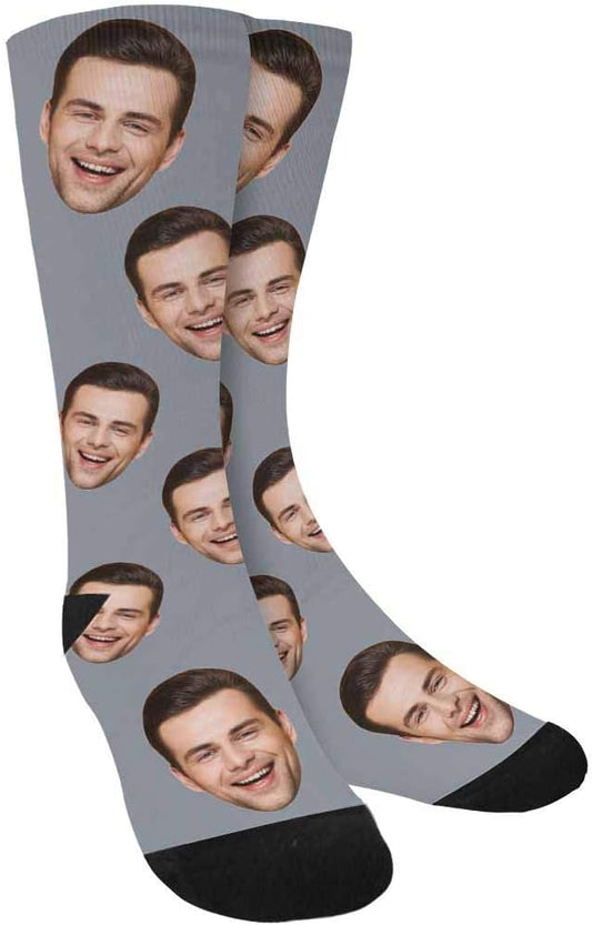 MyPupSocks Custom Personalized Photo Pet Face Socks, Cat and Dog Tracks Paws Bones Crew Socks with Picture for Men Women