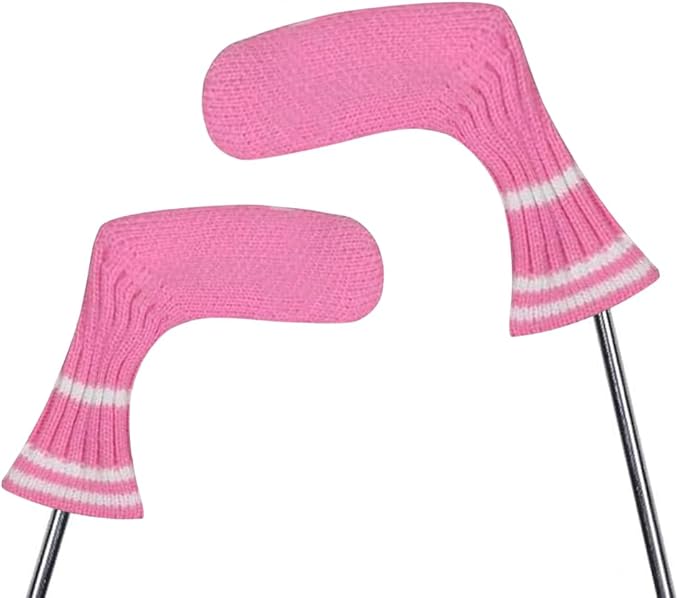 Scott Edward 1/7/10 Pcs Knitted Golf Club Head Covers for Irons Wedge Cuteness and Basically Socks Shape Washable Golf Club Head Protector on Classic Stripes Style，Double Sided Customization