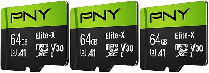 PNY 64GB Elite-X Class 10 U3 V30 microSDXC Flash Memory Card, Class 10