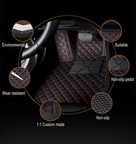 Custom Car Floor Mat Compatible with BMW Mercedes-Benz Toyota Cadillac Lexus Honda Infiniti Nissan Hyundai Kia Audi All Models Cars Sedans SUVs Automotive Mats (Black and red bar)