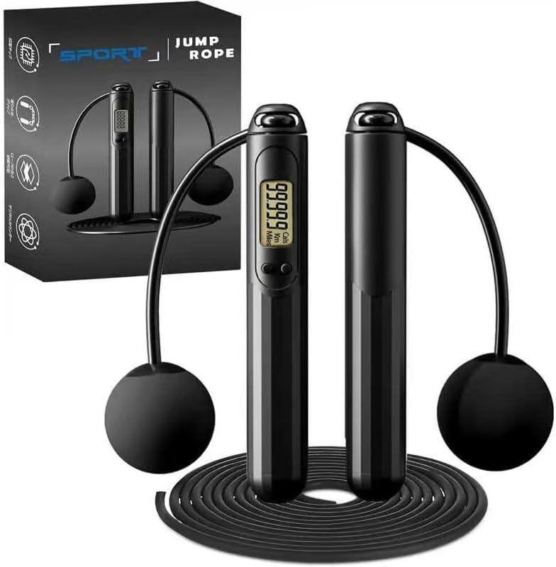 Skiennix Smart Jump Rope - 2-in-1 Weighted Corded & Cordless Design with LCD Display | Adjustable Length for Home Gym Fitness