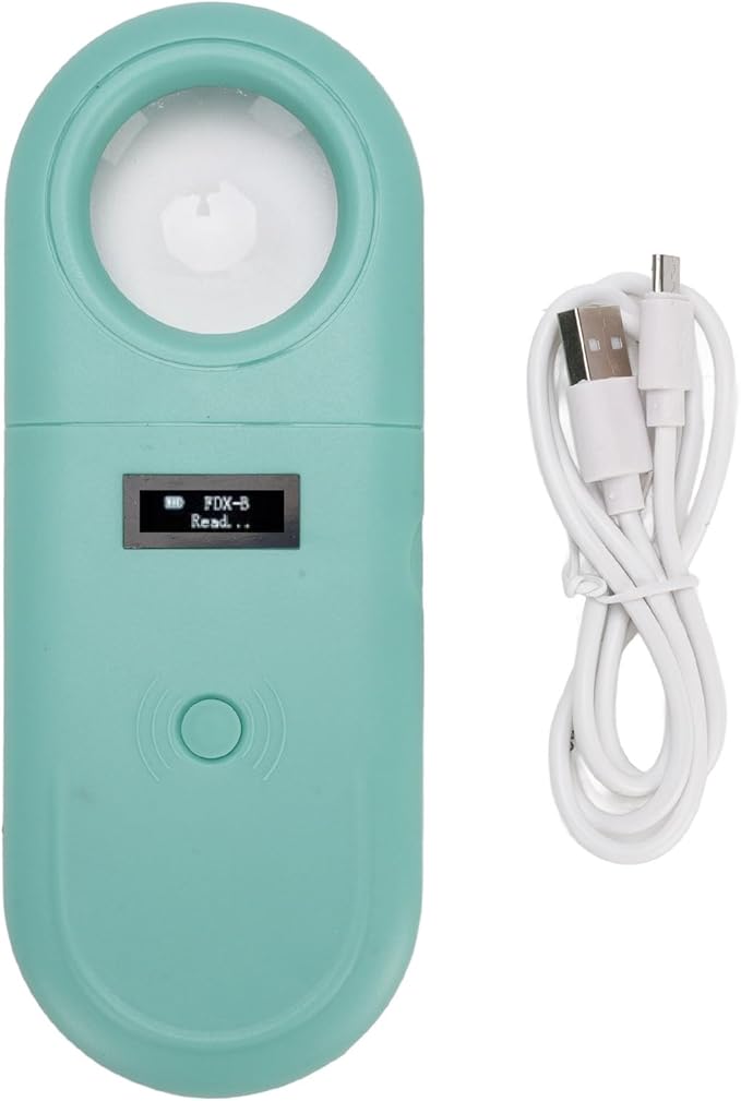 Low Frequency Animal Chip Scanner with Magnifying Glass and LED Light - Lightweight for Pet Identification - 30 Sets Data Storage
