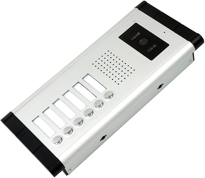 6 Units Apartment Video Intercom System, 7 inch Monitor Wired Video Door Phone