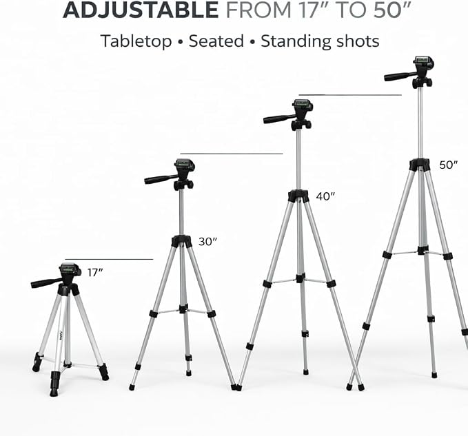 Acuvar 50” Phone Tripod with Holder – Lightweight Aluminum Tripod Stand