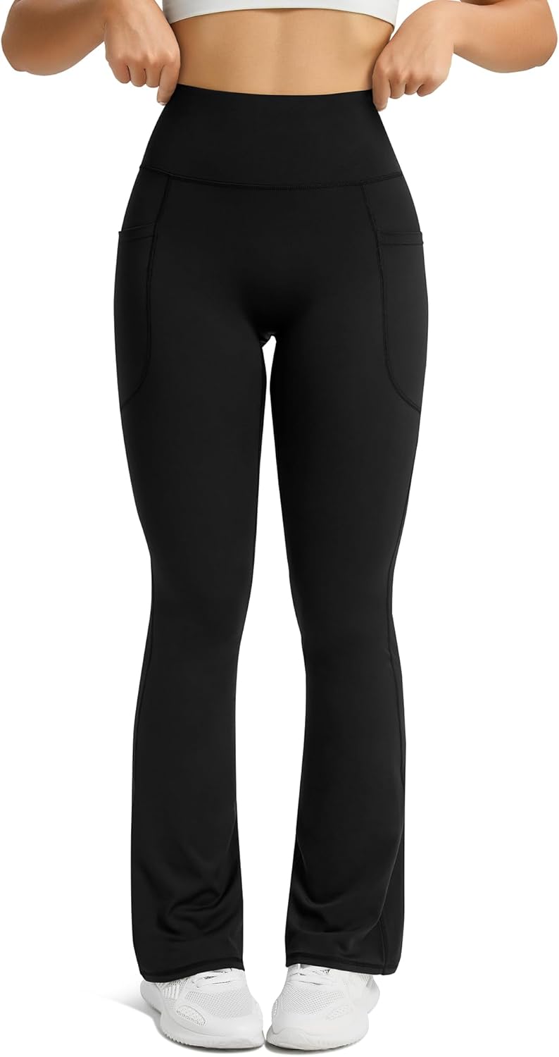 Skiennix Women's Flared Yoga Pants - High Waisted Bootcut Leggings with Pockets | Comfortable Fit