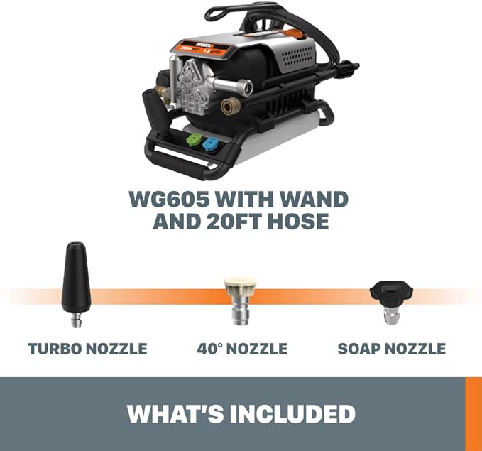 Worx 13 Amp Electric Pressure Washer 1800 PSI with 3 Nozzles - WG605
