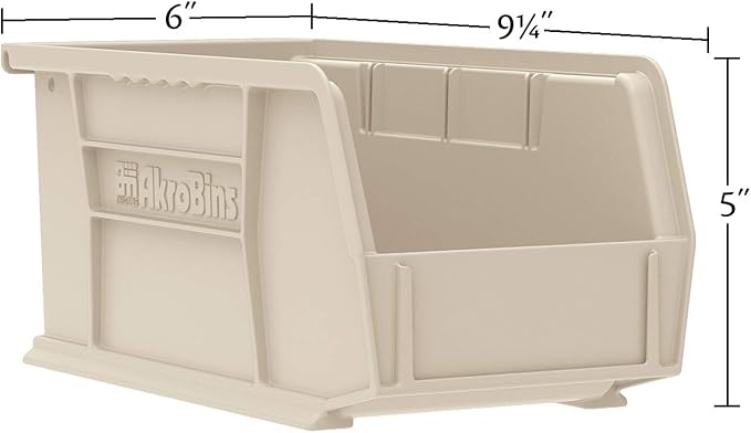 Akro-Mils 30237 AkroBins Plastic Storage Bins, Space-Saving Stackable Bins for Garage, Pantry, Craft Organization, 9" x 6" x 5", Green, 12-Pack