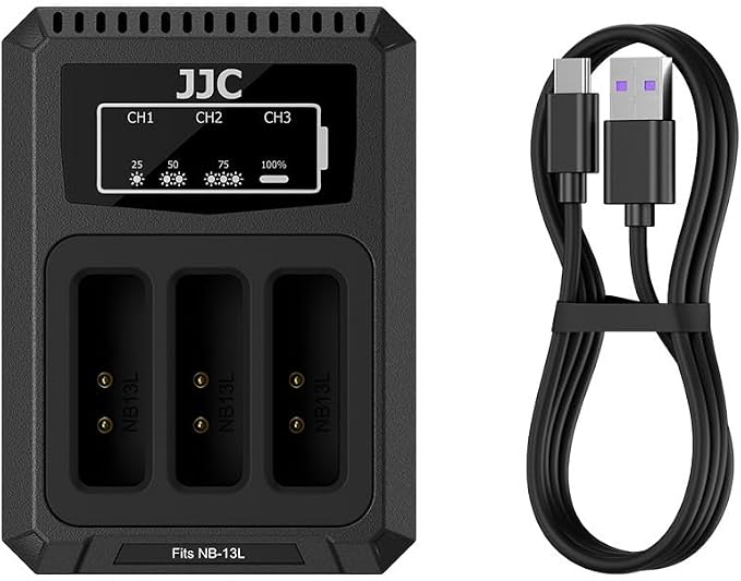 JJC NB-13L Battery Charger USB Triple Slot