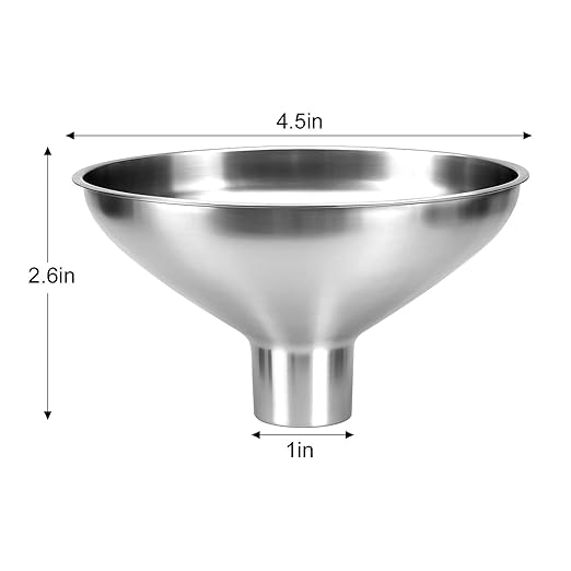 Kitchen Funnel, Stainless Steel funnels for Kitchen use Filling Bottles, one-piece Funnel is Seamless and can be Used to Transfer Oils, Spices, and Powder mixes, and is Easy to Clean