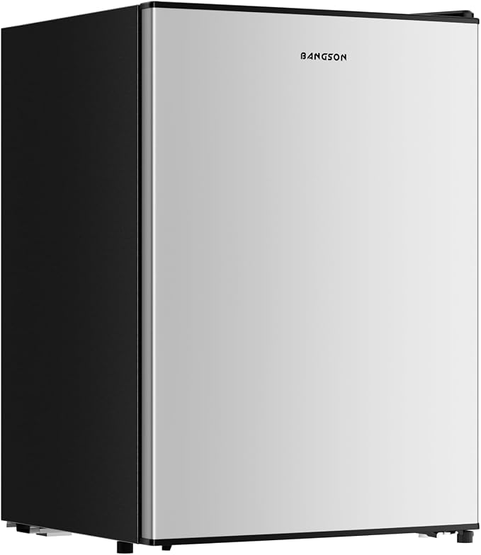2.6 Cu Ft Small Fridge with Freezer for Office Silver | Mini Refrigerator for Dorm Bedroom, Compact Fridge, Energy-efficient, Low Noise