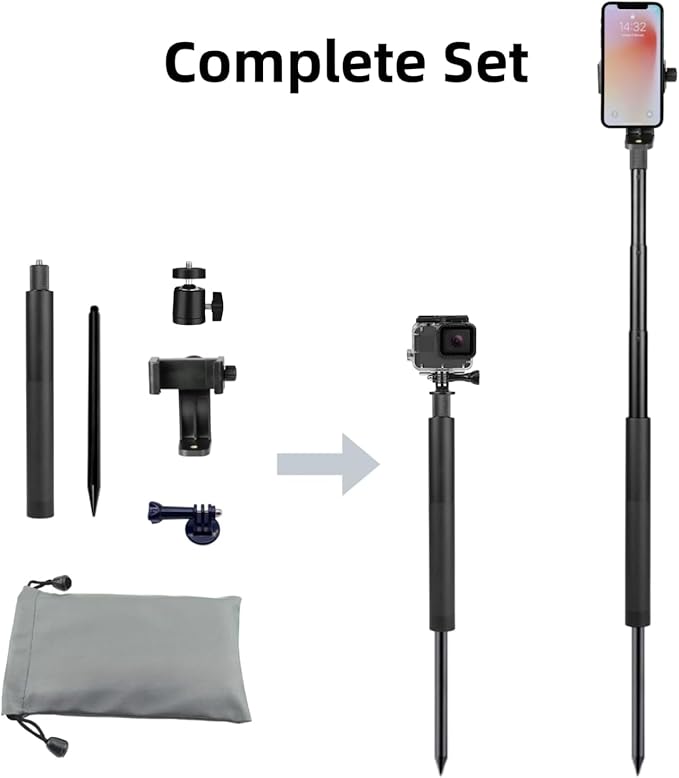 Golf Monopod Selfie Stick with Ground Spike Stake, Golf Swing Analyzer Phone