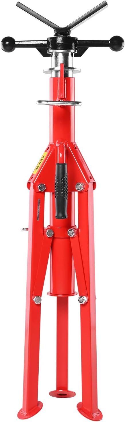VEVOR V-Head Pipe Stand, 1/8"-12" Capacity, 28"-52" Height Adjustable, Pipe Jack Stands 2500 lbs Load Capacity, Portable Folding Pipe Stands, Durable Carbon Steel Frame