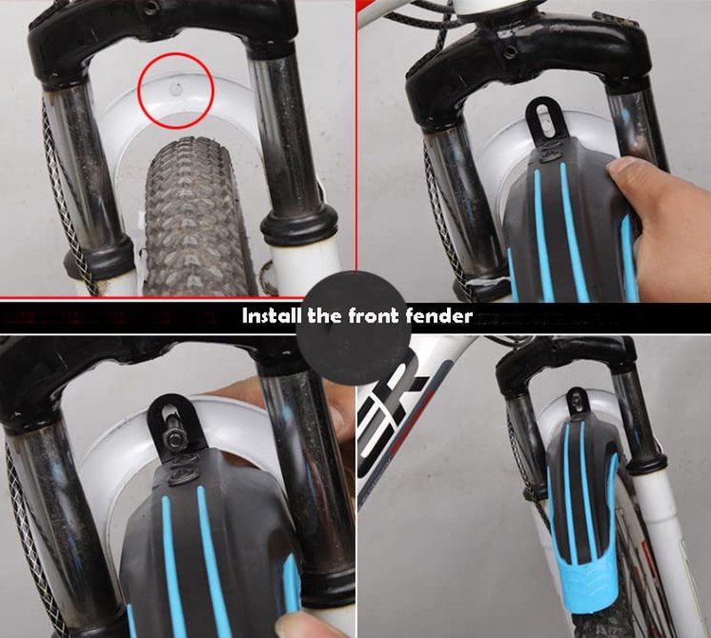 WIROJ Adjustable Road Mountain Bike Bicycle Cycling Tire Front and Rear Mud Guards Mudguard Fenders Set (Black)
