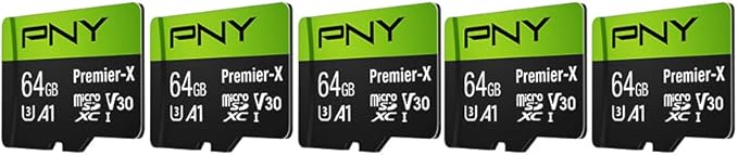 PNY 64GB Premier-X Class 10 U3 V30 microSDXC Flash Memory Card 5-Pack