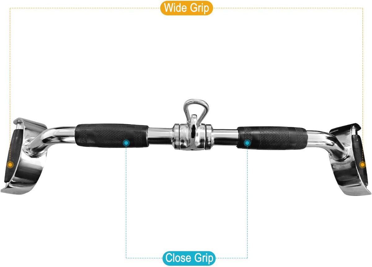 Skiennix LAT Pulldown Bar - Heavy Duty V-Shaped Cable Machine Attachment with Rubber Handgrips