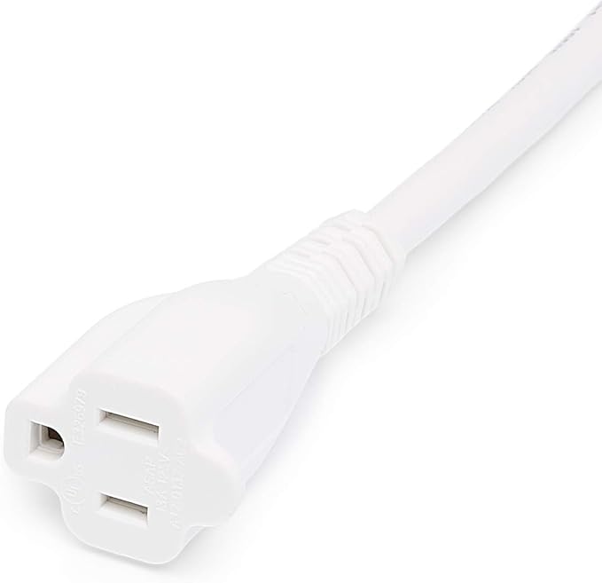 Amazon Basics 3-Prong Extension Cord for Indoor Use, 13 Amps, 125V, 6 Foot, White, 2-Pack