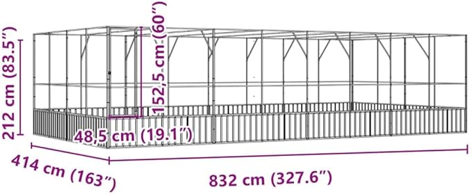 Outdoor Aviary Bird Cage, Galvanized Steel Outside Ample Activity Space Birdcage, 327.6"x163"x83.5", -277
