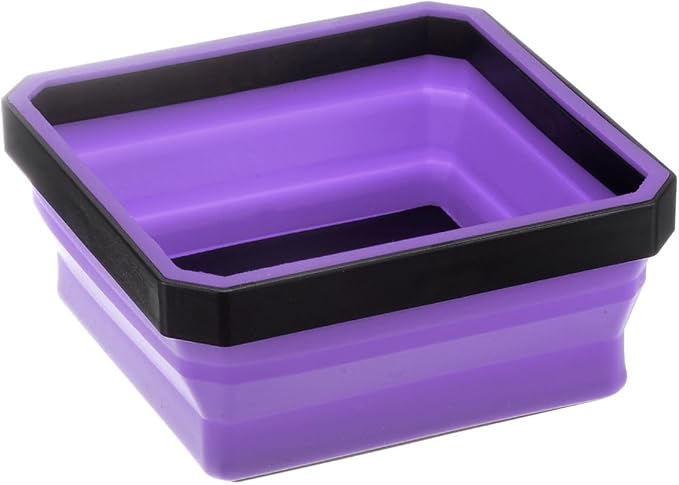 HARFINGTON Collapsible Magnetic Parts Tray Foldable Tool Trays Square Small Metal Parts Organiser for Fixing Screw Bolts Nuts Washers Pins, Purple