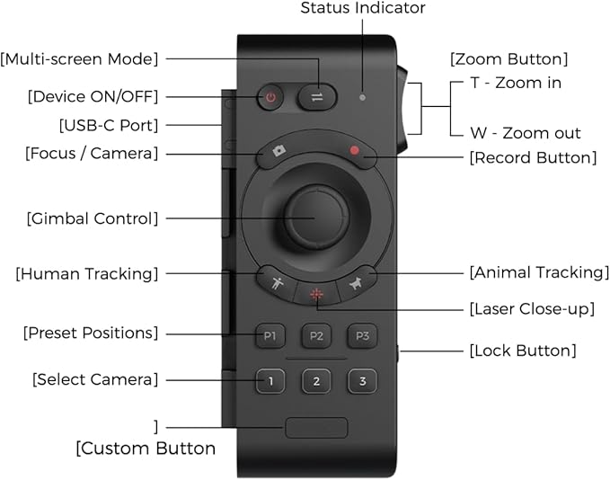 OBSBOT Tail Series Smart Remote Controller, PTZ Control via Gimbal Button or