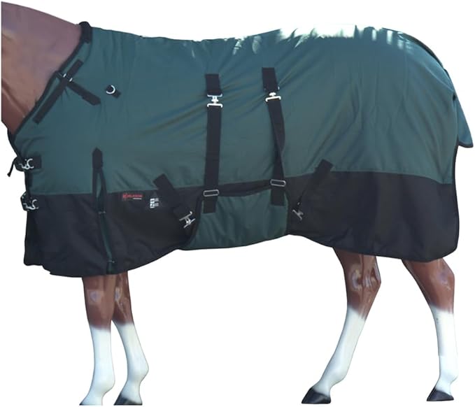 HILASON 1200D Winter Waterproof Poly Horse Turnout Blanket Belly Wrap Green | 84 in