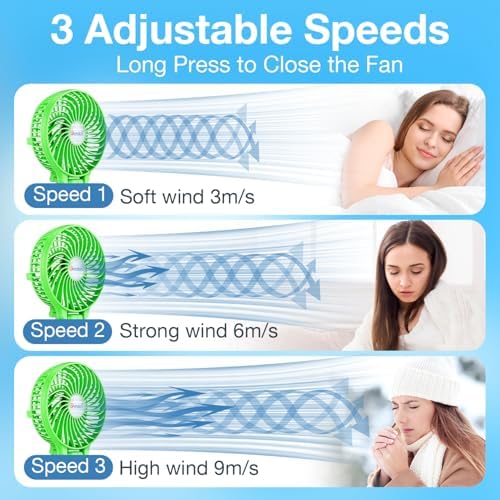 VersionTECH. Portable Handheld Fan, Powerful+Durable+4000mAh+180° Foldable, Mini Table Fans with USB Rechargeable Battery Operated Cooling Accessories for Personal Use, Travel, Office Green