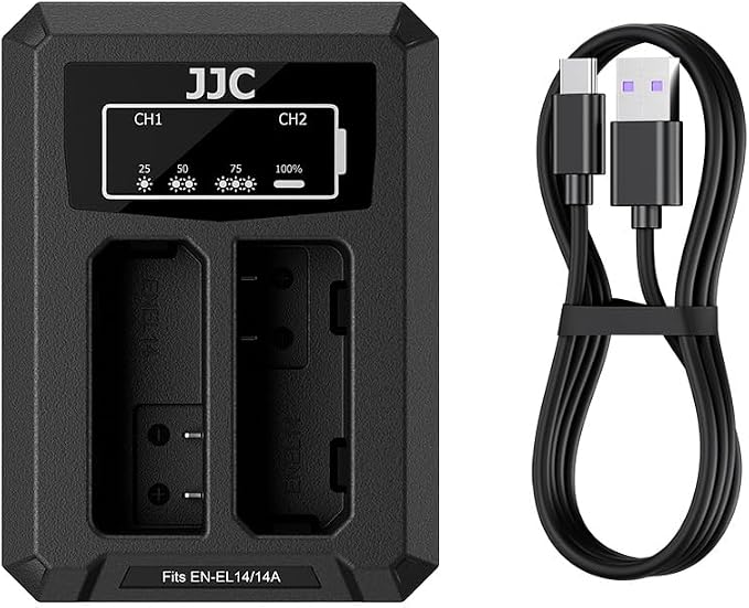 JJC EN-EL14a EN-EL14 Battery Charger USB Dual Slot