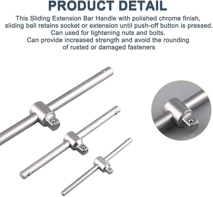 Utoolmart 3/8 Inch Drive Sliding Wrench Breaker Bar Adjustable T-Handle Socket Hand Tool 1Pcs