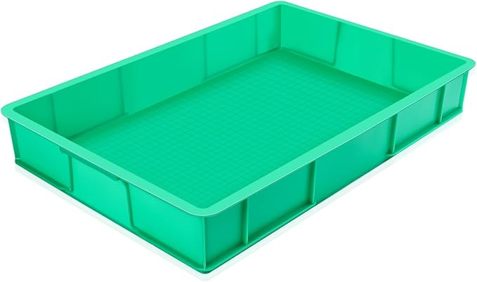Baderke 1 Pc 24 x 15.5 Inches Oil Drain Pan for Changing Leak Proof Mini Fridge Drip Tray Plastic Oil Change Pan for Mini Fridges Air Conditioners Machinery Under Car (Green,3.74 Inch)