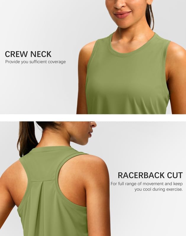 Skiennix Women's Athletic Tank Tops - Racerback Sleeveless Yoga & Running Shirts | Loose Fit