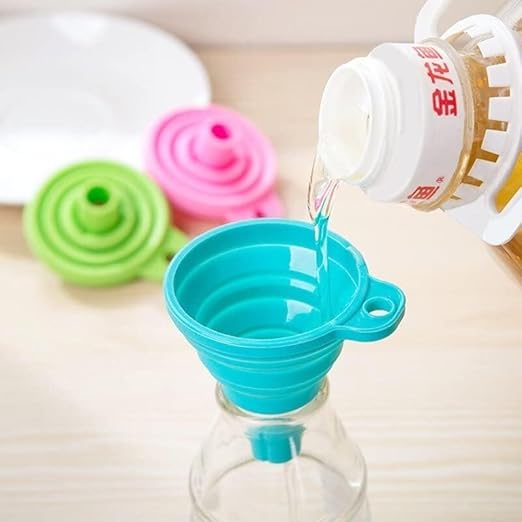 1Pc Color Random Silicone Gel Practical Collapsible Foldable Silicon Kitchen Funnel Hopper Gel Practical Tool Set Funnels Specialty Tools and Gadgets