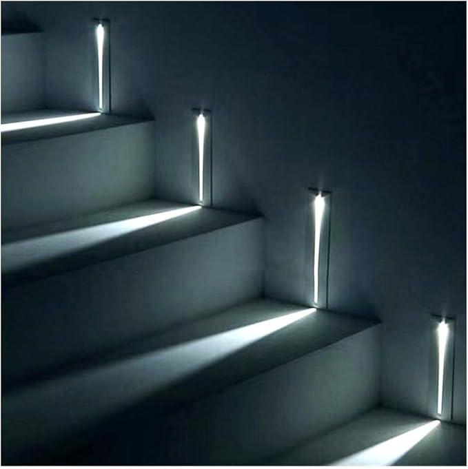 5Pcs Motion Sensor Stair Lights Embedded LED Step Lights, 3W AC85-265V Waterproof Recessed Light Fixtures for House/Wall Cavity/Hallway/Stair/Corner/Decks 6000K Sand Gray