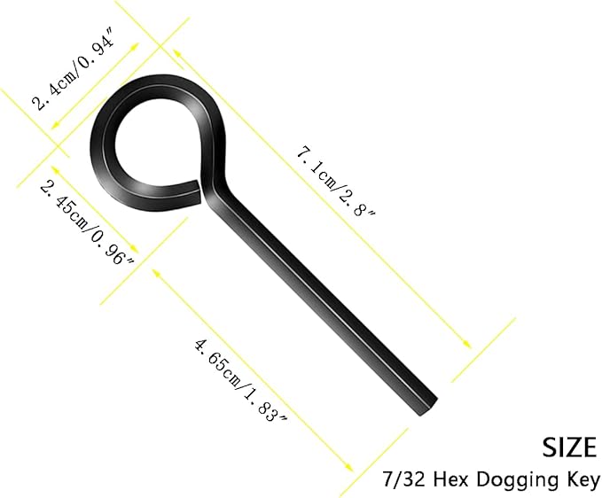 7/32” Standard Hex Dogging Key with Full Loop, Key-Ring Style Dogging Key Set 7/32 Allen Wrench Key for Push Bar Door Panic Bars, Security Door, Hex Socket，Solid Metal-10 Pack（Big, black）