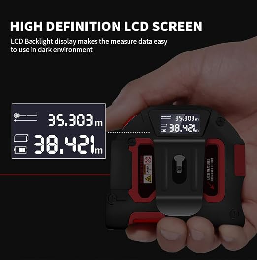 SPARKEY 2-in-1 Laser Tape Measure, 130Ft Laser Distance Measurement,
