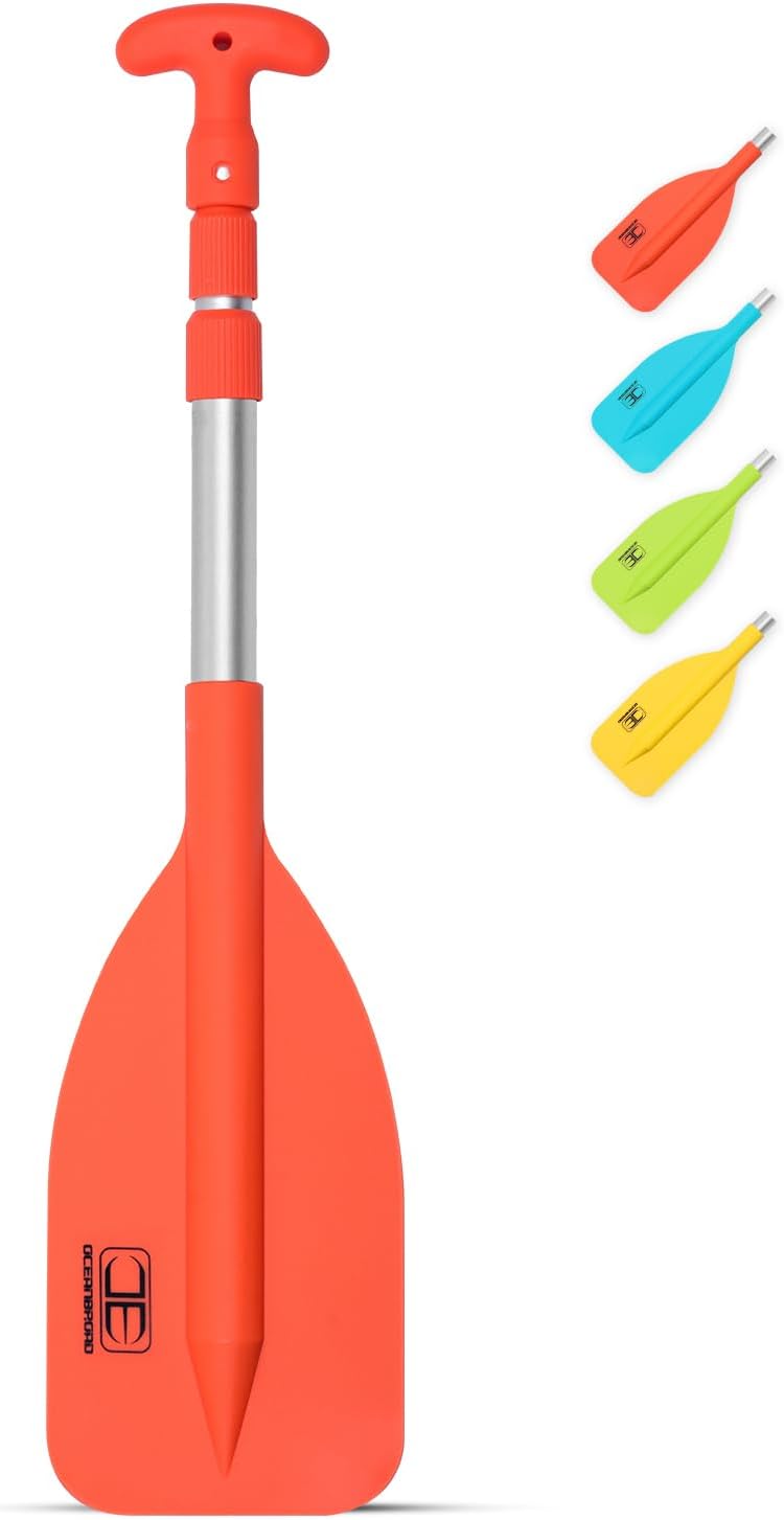 OCEANBROAD Telescoping Emergency Paddle - Adjustable 21'' to 42'' or 26'' to 54'' Aluminum Shaft for Kayaking & Boating