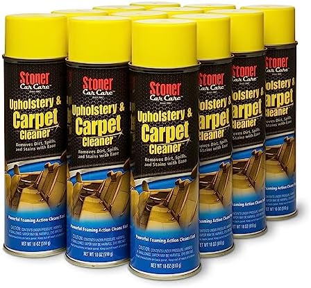 Stoner Car Care 91144-12PK Upholstery & Carpet Cleaner — Powerful Foaming Action Lifts Tough Stains from Seats, Floor Mats, Upholstery, Fabric, and More — 18 oz (Pack of 12)