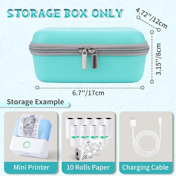 Carrying Case for Print Pods Mini Printer, Portable Mini Thermal Sticker Maker