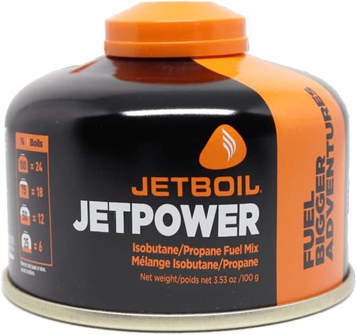 Jetboil Jetpower 4-Season Fuel Blend - Liquefied Petroleum Gas, 100g Canister for Outdoor Cooking