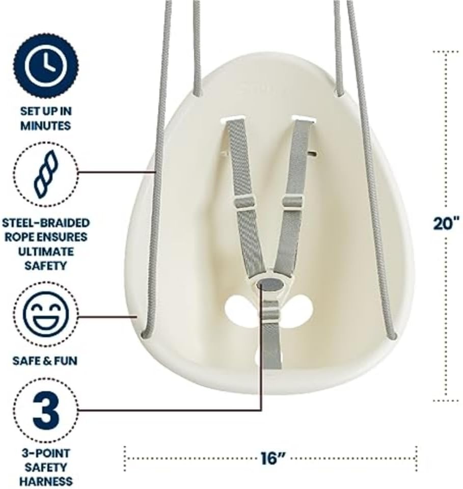 Swurfer Coconut Toddler Swing - Comfy Outdoor Baby Swing with 3-Point Safety Harness | Easy Installation for Ages 6-36 Months
