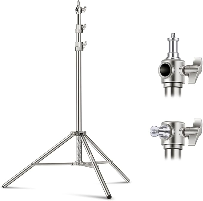 NEEWER 7.2ft/2.2m Stainless Steel Light Stand, Spring Cushioned Heavy Duty