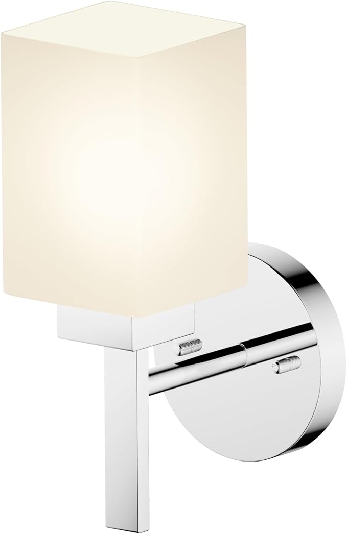 Wall Sconce Polished Chrome Bathroom Light Fixture with White Frosted Glass Shade, Vanity Lightings for Mirror Hallway Entrance Porch T002CH-L1