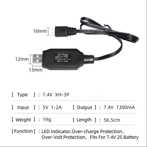 Itexkun Airsoft Battery 7.4V 1200mAh Lipo Battery 2S Small Tamiya Plug Rechargeable 30C High Discharge Rate with Charger for Airsoft Model Guns