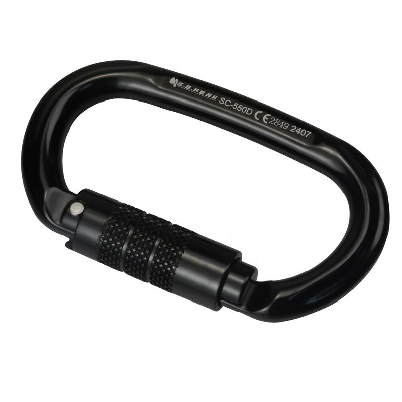 S.E.PEAK UIAA & CE 24kN Oval Climbing Twist Clip for Outdoor Activities, Stormproof, Hiking, Mountaineering, Climbing, Camping, Fishing, Hunting, Skiing, Snowshoeing,Black,2pc