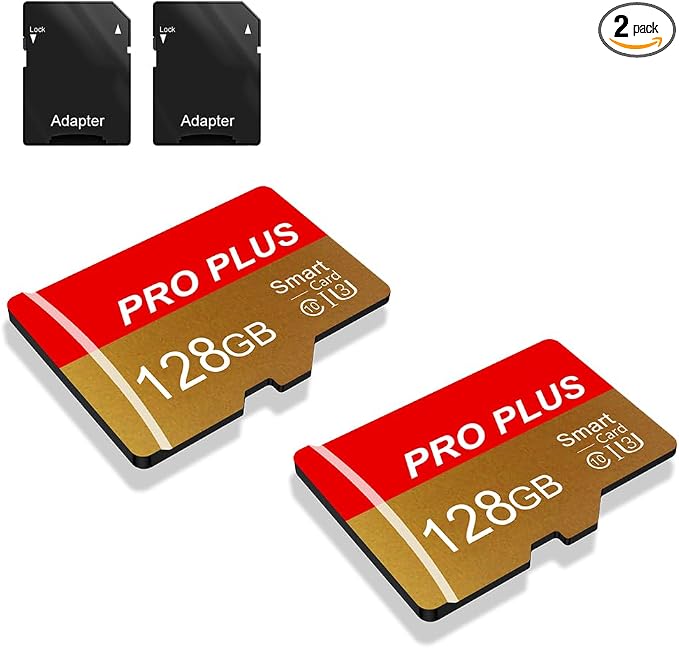 2 Pack TF Card 128GB with Adapter, High Speed Memory Card, UHS-I C10 A1 Memory