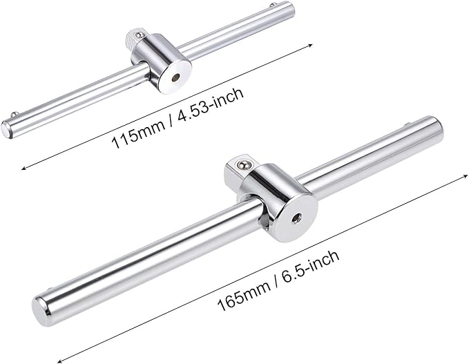 uxcell 1/4" and 3/8" Drive Sliding Wrench Breaker Bar T-Handle Socket Hand Tool 2pcs