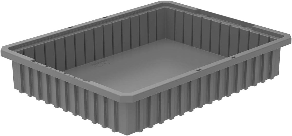 Akro-Mils 33224 Akro-Grid Plastic Slotted Dividable Modu Box Stackable Grid Storage Tote Container, (22-3/8-Inch L x 17-3/8-Inch W x 4-Inch H), (6 Pack), Red