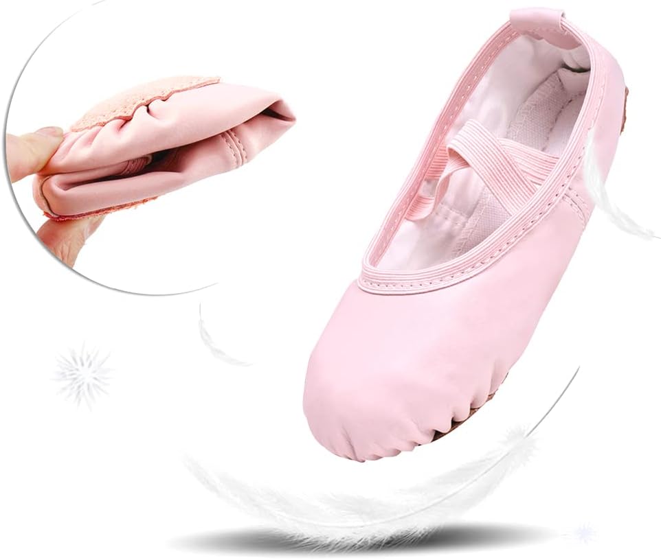 Stelle Ballet Shoes - Soft Leather Toddler & Kids Ballet Slippers | Perfect for Dance Classes