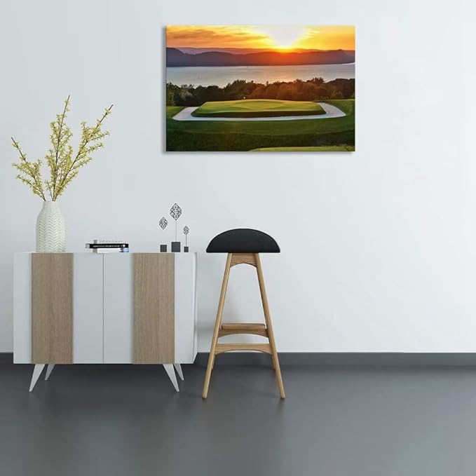 chenchenArt Sleepy Hollow 16 Hole Golf Course Wall Art for Living Room Bedroom Bathroom Home Decorations Sleepy Hollow Golf Course Picture Poster Canvas Prints Framed Ready to Hang(28''H x 44''W)