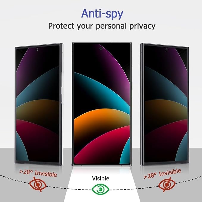 2 Pack Galaxy S24 Ultra Anti spy Privacy Screen Protector, 9H Tempered Glass