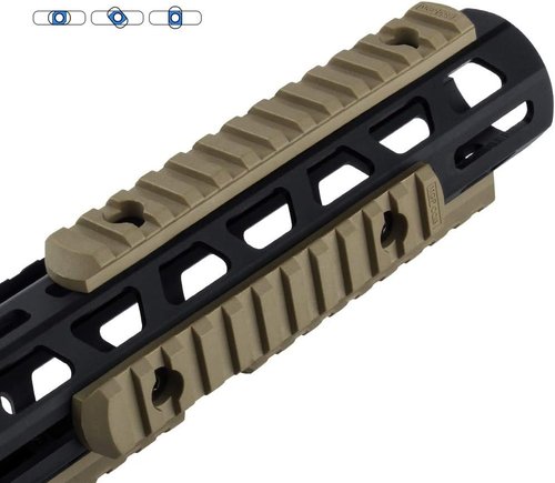 Aecktech Polymer Rail Sections - Lightweight 5-Slot, 7-Slot, 9-Slot, 11-Slot, 13-Slot with 10 Nuts & Wrench | 5 Pieces (Tan)