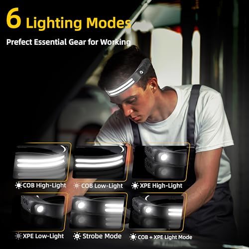 Beccason 4PCS Headlamp Flashlight, 230° Head Lamps LED Rechargeable Camping
